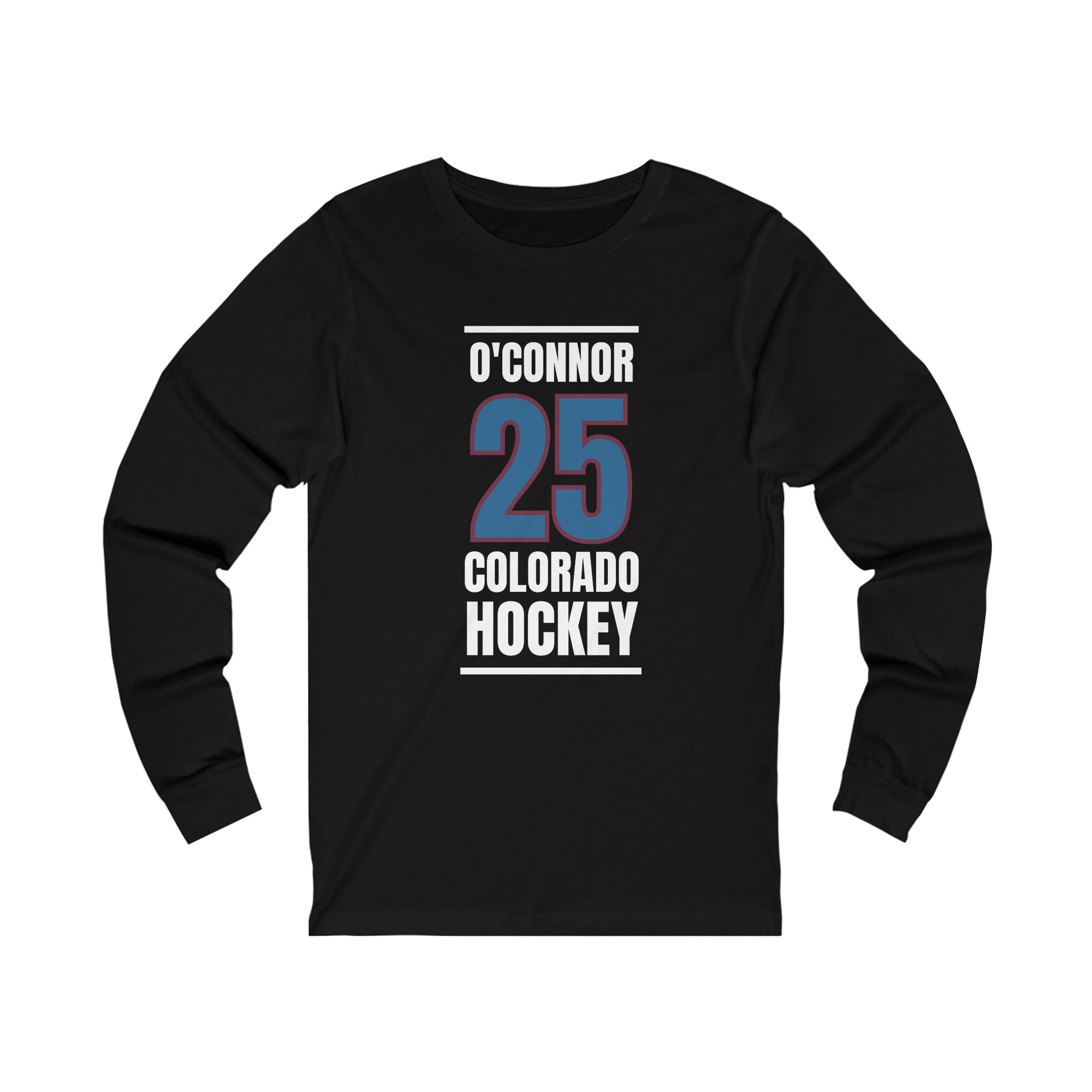 O'Connor 25 Colorado Hockey Blue Vertical Design Unisex Jersey Long Sleeve Shirt