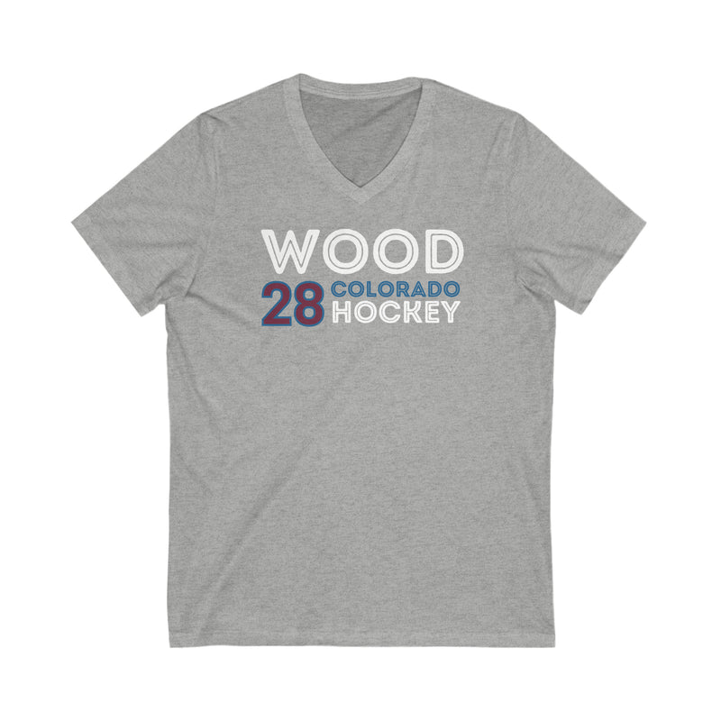 Wood 28 Colorado Hockey Grafitti Wall Design Unisex V-Neck Tee