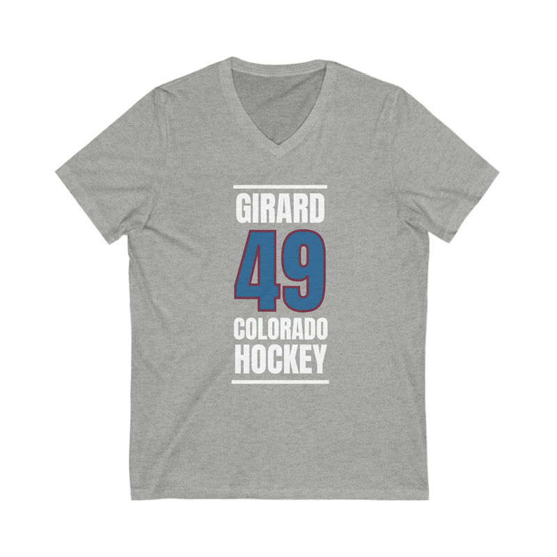 Girard 49 Colorado Hockey Blue Vertical Design Unisex V-Neck Tee