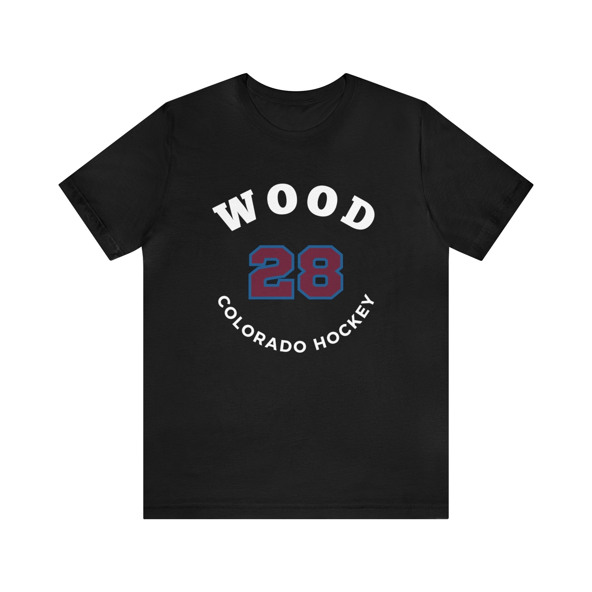 Wood 28 Colorado Hockey Number Arch Design Unisex T-Shirt