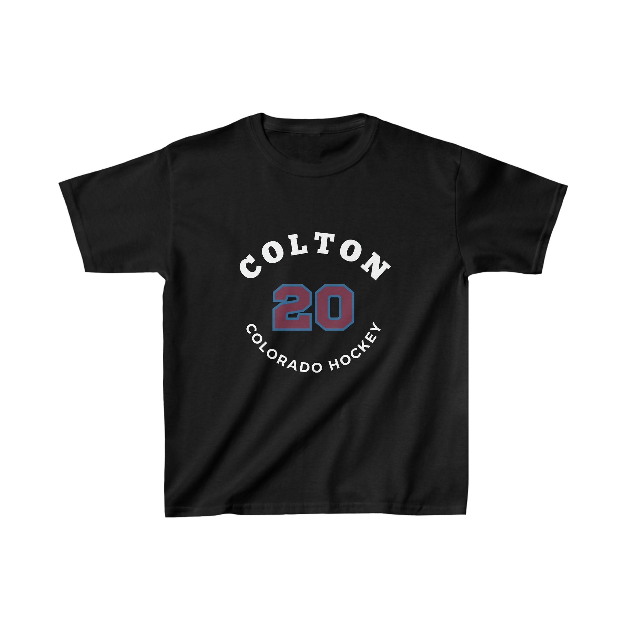 Colton 20 Colorado Hockey Number Arch Design Kids Tee