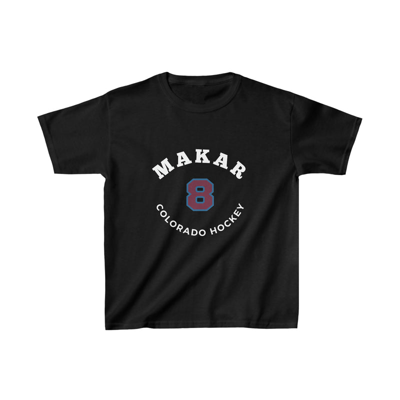 Makar 8 Colorado Hockey Number Arch Design Kids Tee