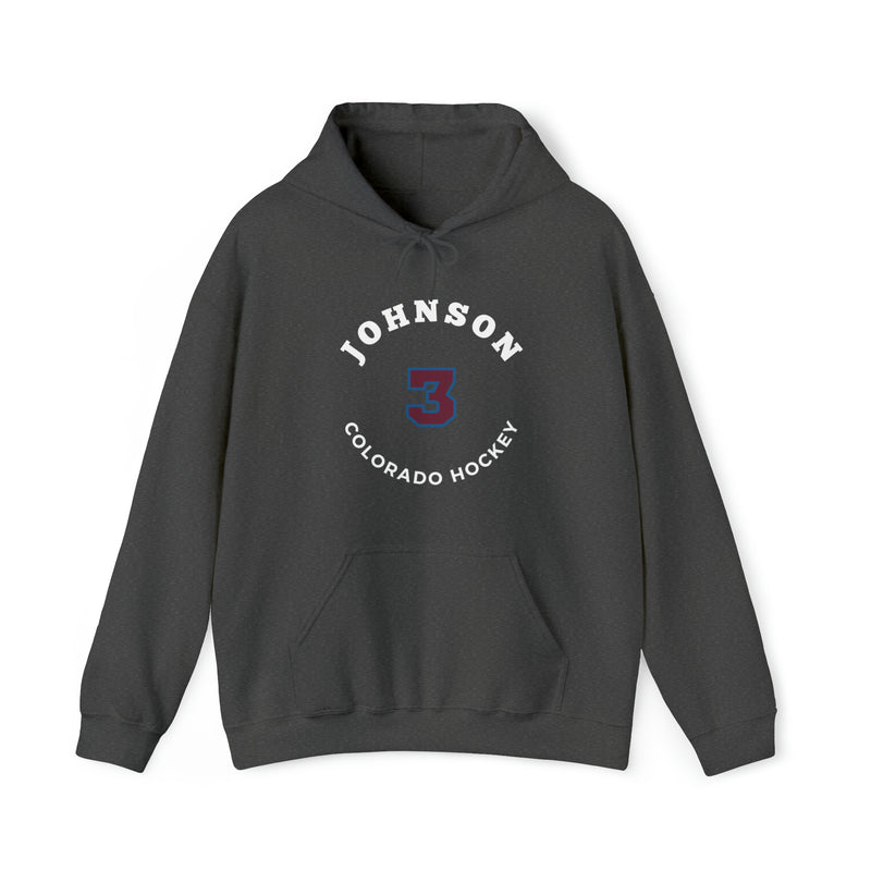 Johnson 3 Colorado Hockey Number Arch Design Unisex Hooded Sweatshirt