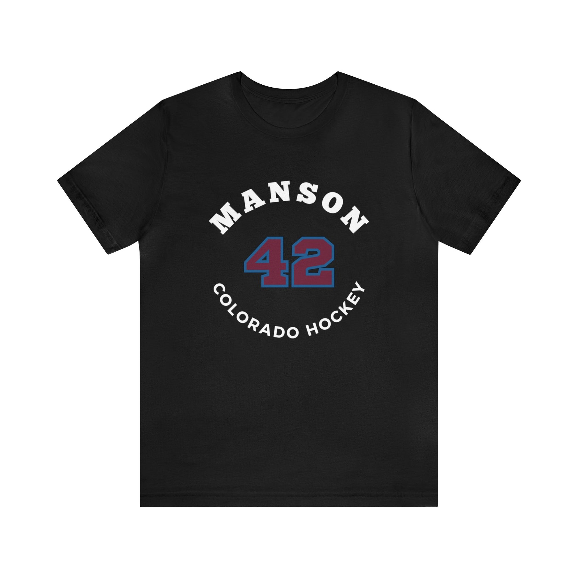 Manson 42 Colorado Hockey Number Arch Design Unisex T-Shirt