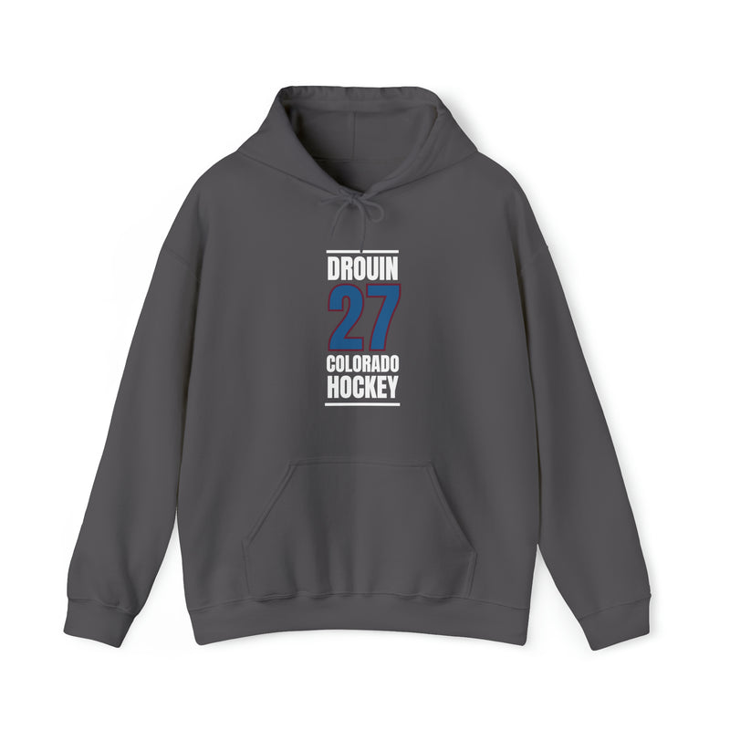 Drouin 27 Colorado Hockey Blue Vertical Design Unisex Hooded Sweatshirt