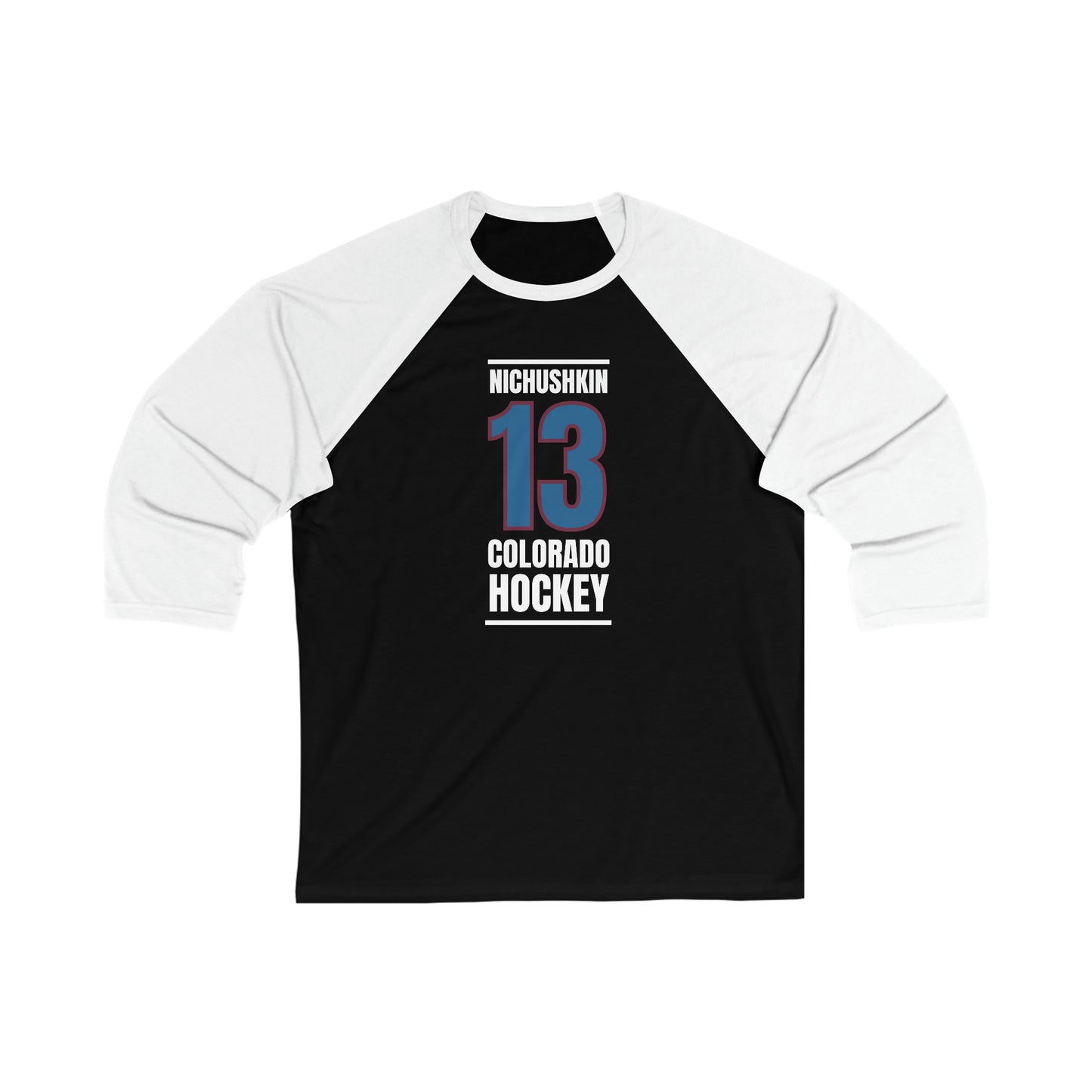 Nichushkin 13 Colorado Hockey Blue Vertical Design Unisex Tri-Blend 3/4 Sleeve Raglan Baseball Shirt