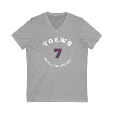 Toews 7 Colorado Hockey Number Arch Design Unisex V-Neck Tee