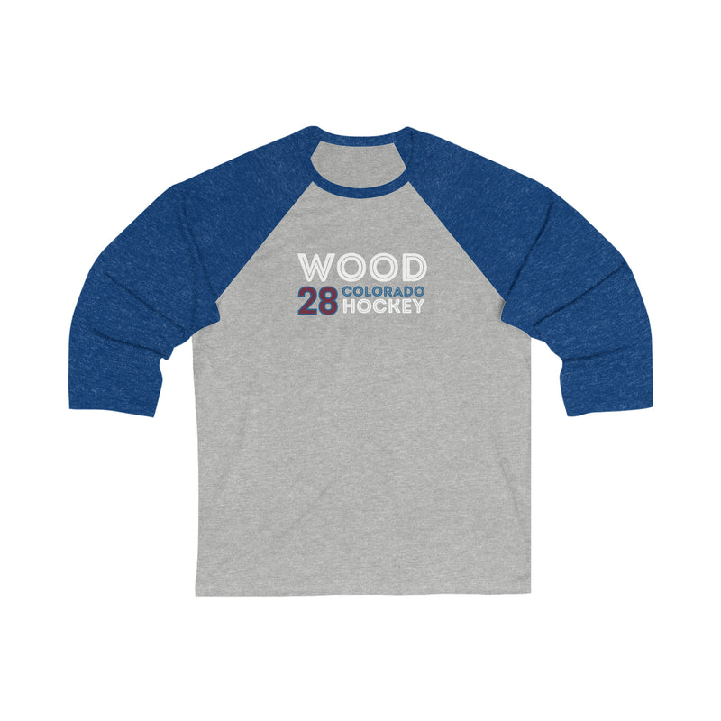 Wood 28 Colorado Hockey Grafitti Wall Design Unisex Tri-Blend 3/4 Sleeve Raglan Baseball Shirt