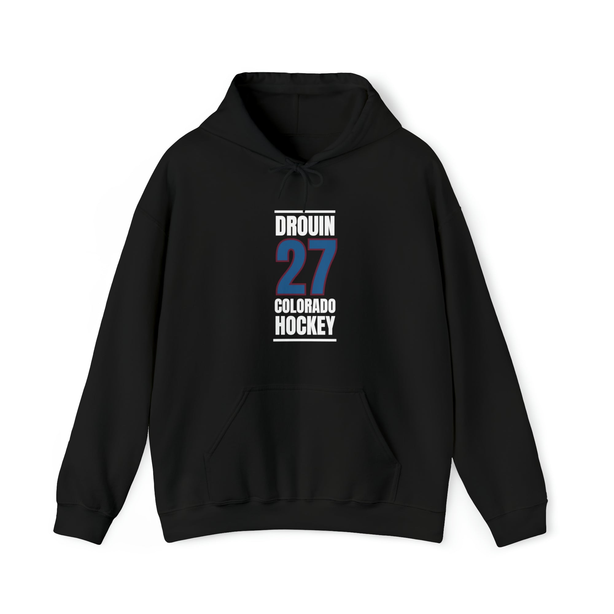 Drouin 27 Colorado Hockey Blue Vertical Design Unisex Hooded Sweatshirt