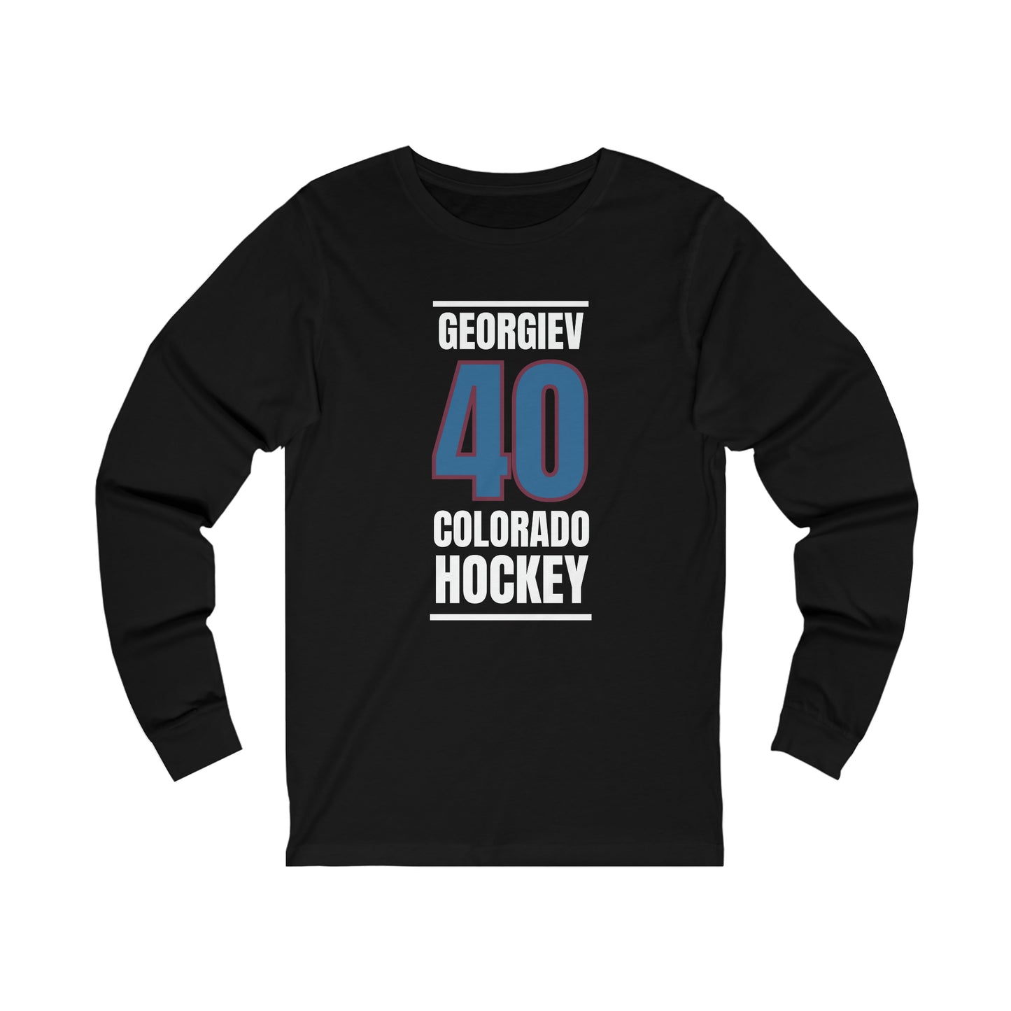 Georgiev 40 Colorado Hockey Blue Vertical Design Unisex Jersey Long Sleeve Shirt