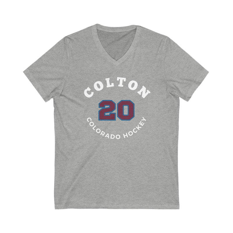 Colton 20 Colorado Hockey Number Arch Design Unisex V-Neck Tee