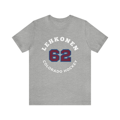 Lehkonen 62 Colorado Hockey Number Arch Design Unisex T-Shirt