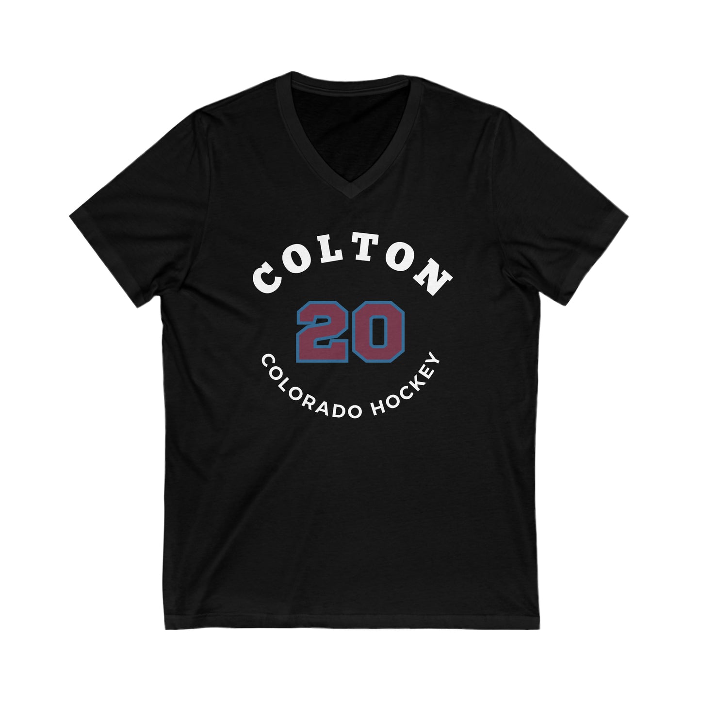 Colton 20 Colorado Hockey Number Arch Design Unisex V-Neck Tee