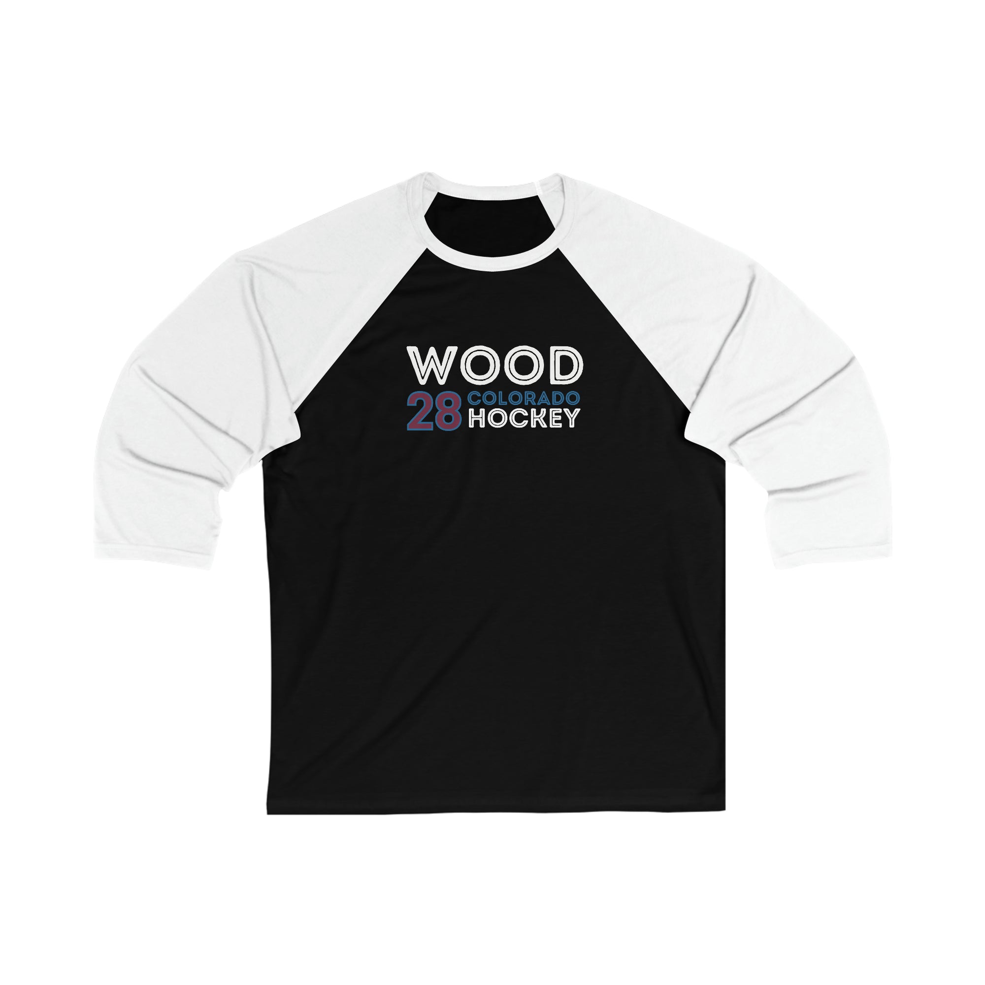 Wood 28 Colorado Hockey Grafitti Wall Design Unisex Tri-Blend 3/4 Sleeve Raglan Baseball Shirt