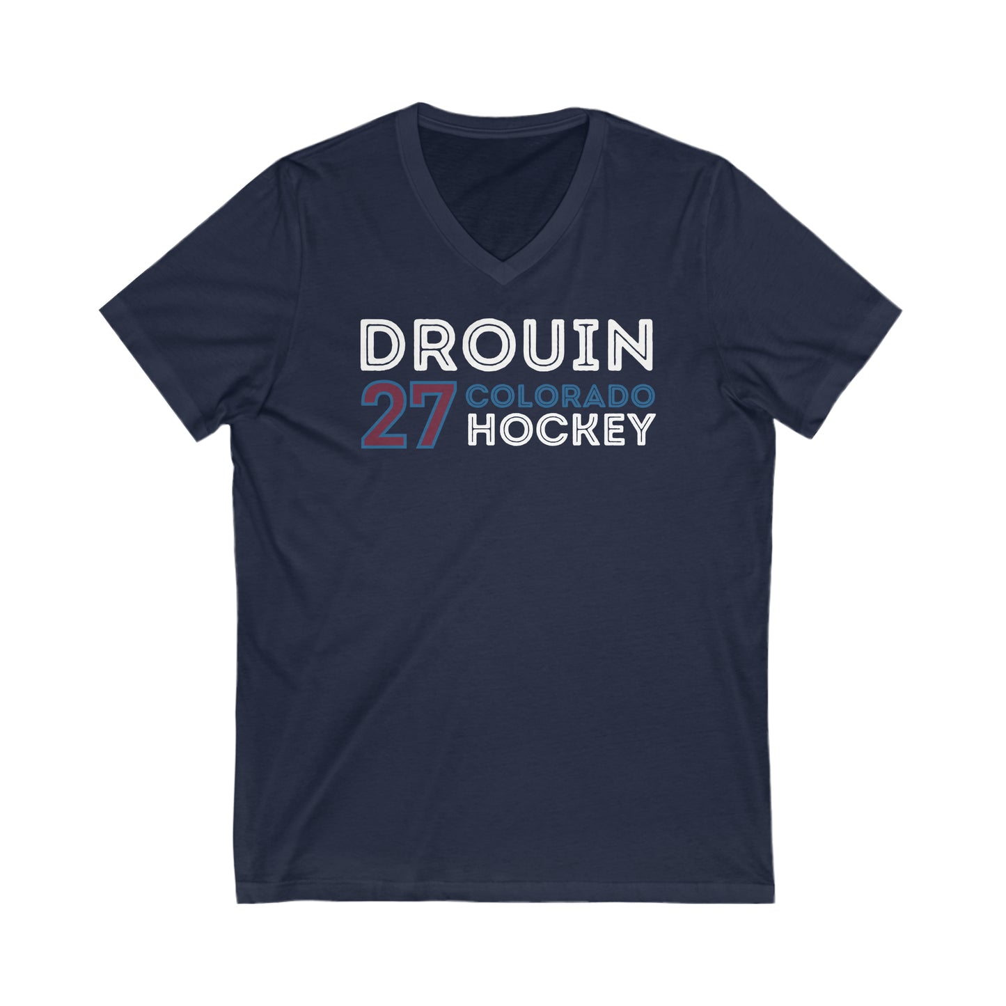 Drouin 27 Colorado Hockey Grafitti Wall Design Unisex V-Neck Tee