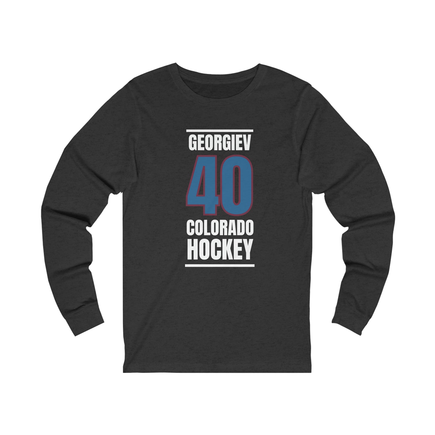 Georgiev 40 Colorado Hockey Blue Vertical Design Unisex Jersey Long Sleeve Shirt