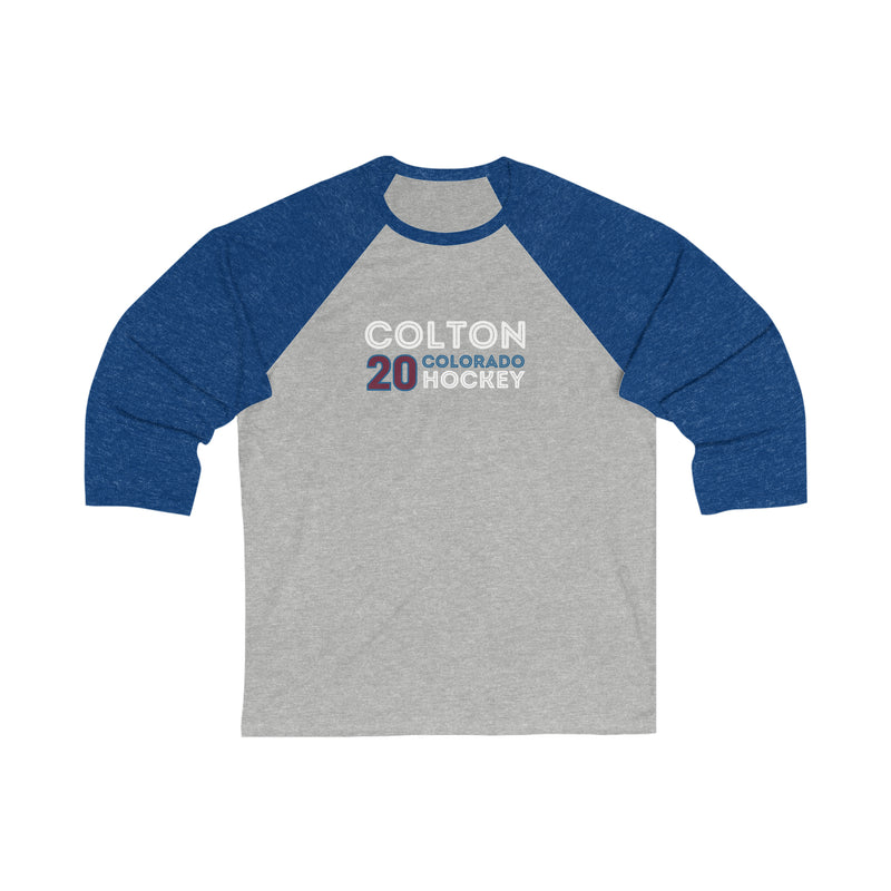 Colton 20 Colorado Hockey Grafitti Wall Design Unisex Tri-Blend 3/4 Sleeve Raglan Baseball Shirt