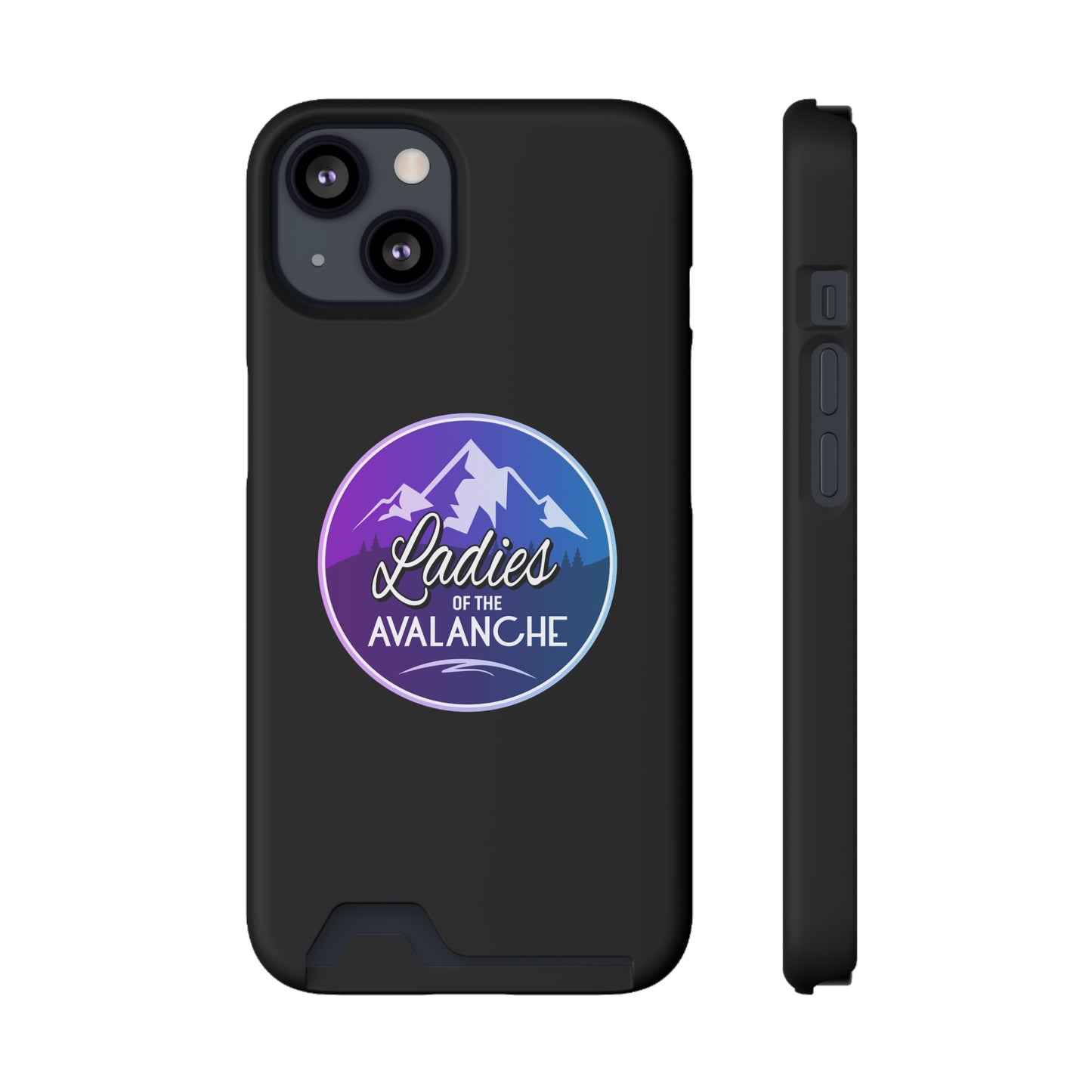 Ladies Of The Avalanche Gradient Colors Phone Case With Card Holder, Black