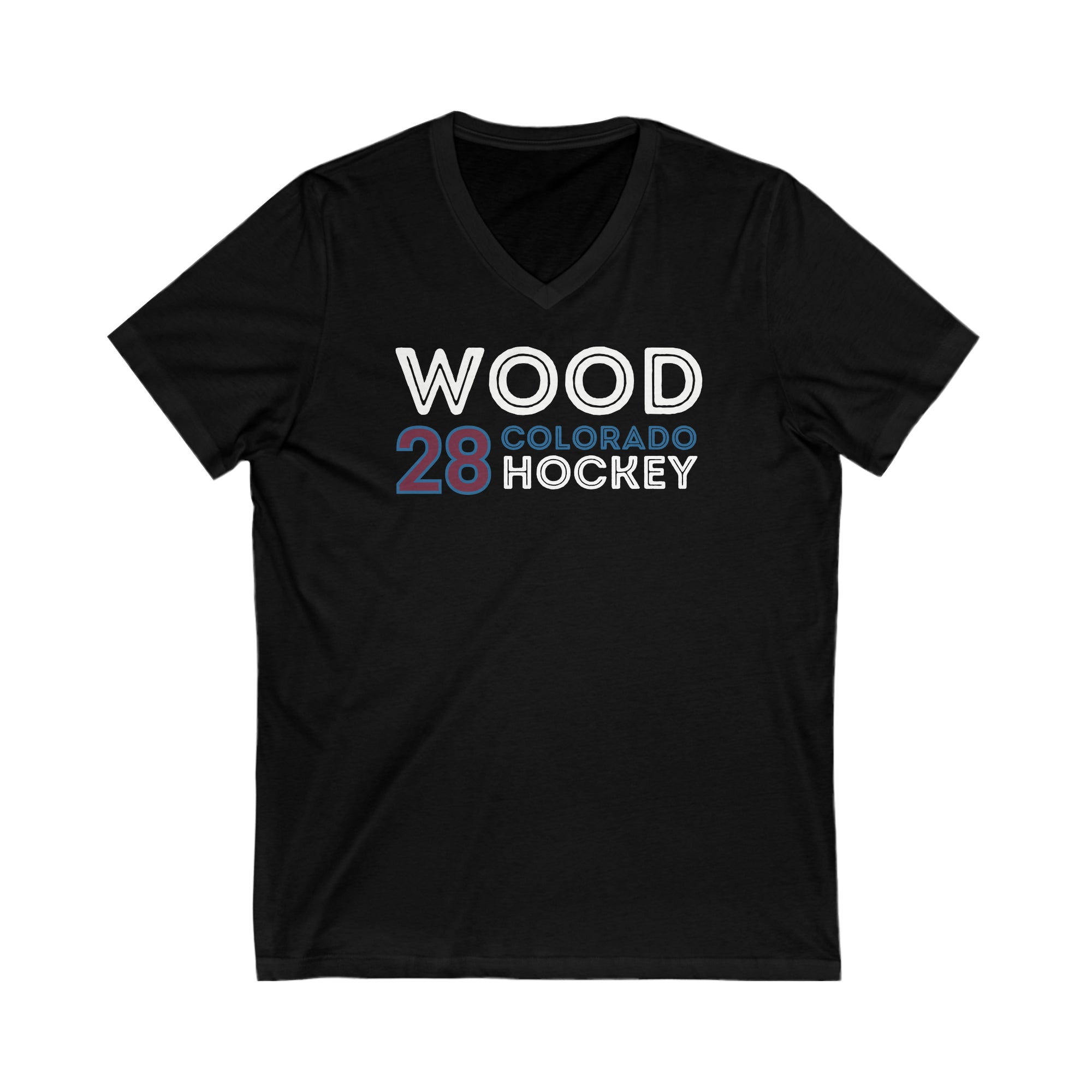 Wood 28 Colorado Hockey Grafitti Wall Design Unisex V-Neck Tee