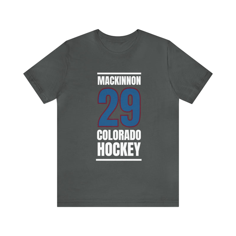 MacKinnon 29 Colorado Hockey Blue Vertical Design Unisex T-Shirt