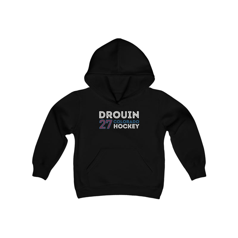 Drouin 27 Colorado Hockey Grafitti Wall Design Youth Hooded Sweatshirt