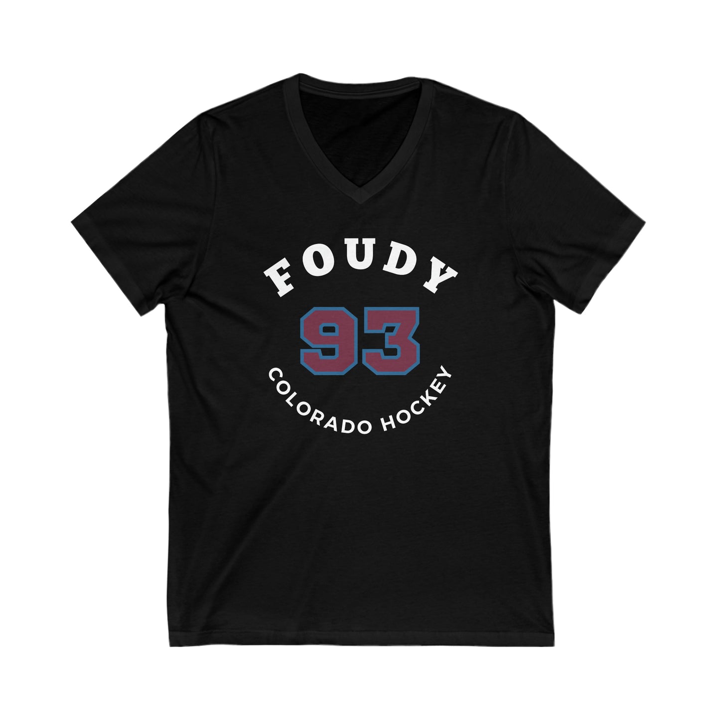 Foudy 93 Colorado Hockey Number Arch Design Unisex V-Neck Tee