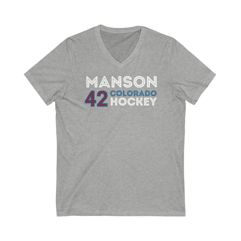 Manson 42 Colorado Hockey Grafitti Wall Design Unisex V-Neck Tee