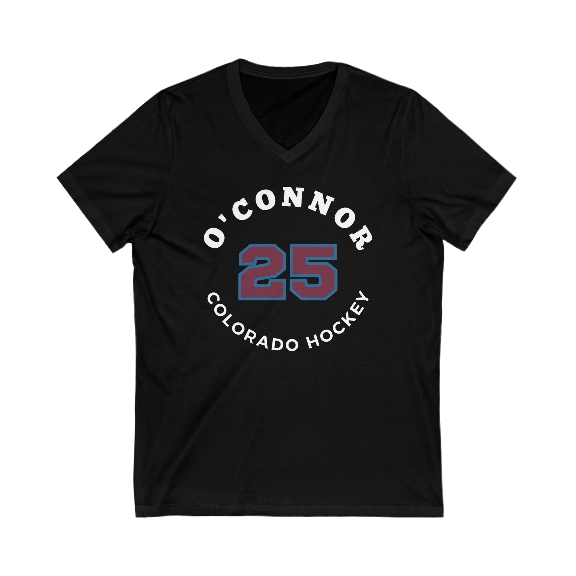 O'Connor 25 Colorado Hockey Number Arch Design Unisex V-Neck Tee