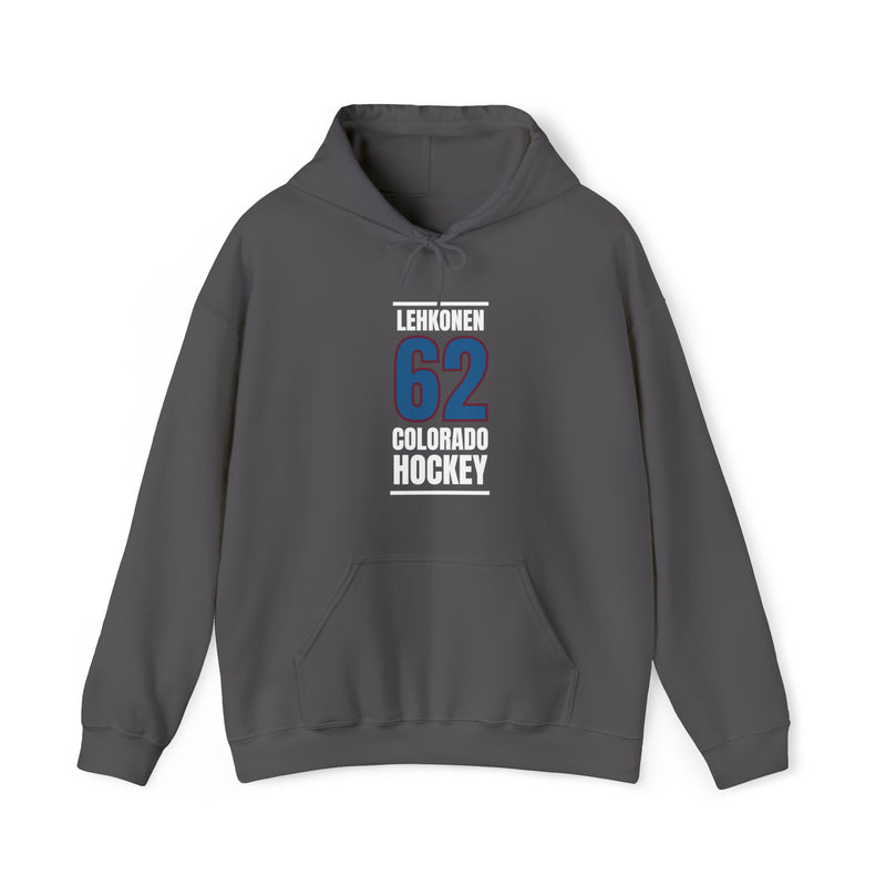 Lehkonen 62 Colorado Hockey Blue Vertical Design Unisex Hooded Sweatshirt