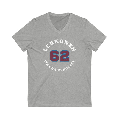 Lehkonen 62 Colorado Hockey Number Arch Design Unisex V-Neck Tee