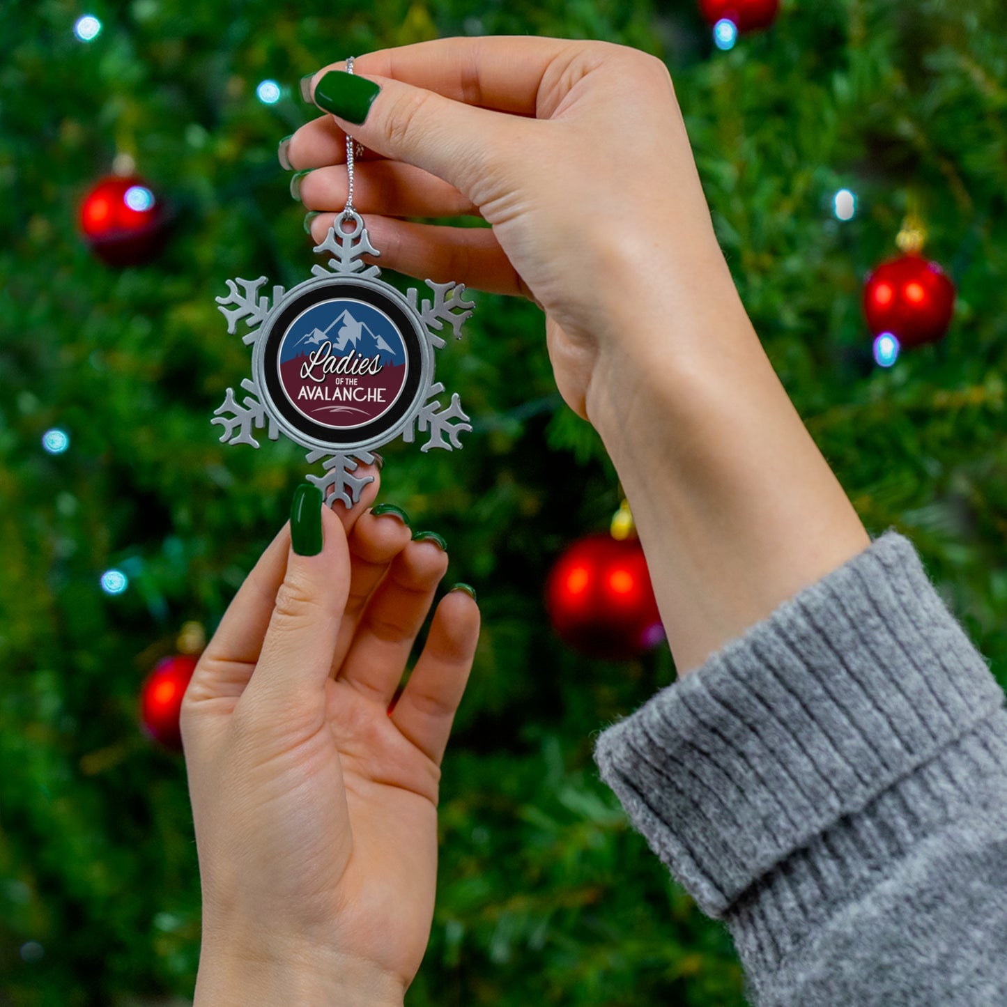 Ladies Of The Avalanche Pewter Snowflake Ornament