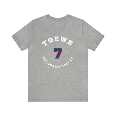 Toews 7 Colorado Hockey Number Arch Design Unisex T-Shirt