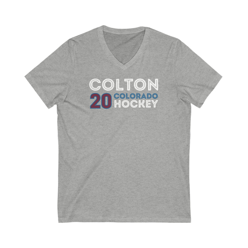 Colton 20 Colorado Hockey Grafitti Wall Design Unisex V-Neck Tee