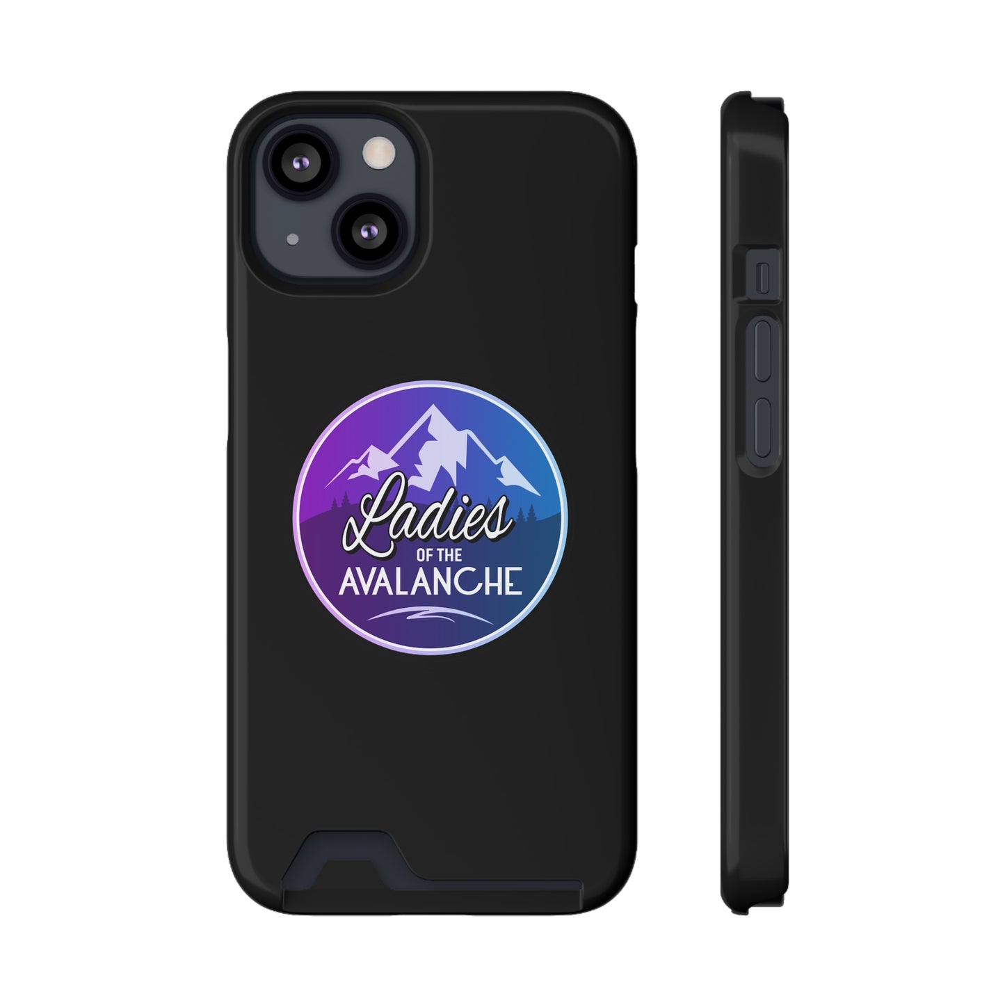 Ladies Of The Avalanche Gradient Colors Phone Case With Card Holder, Black