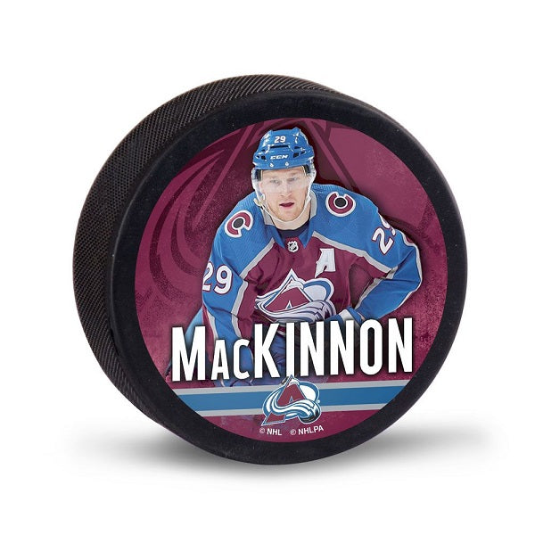 Nathan MacKinnon Hockey Puck - Colorado Avalanche