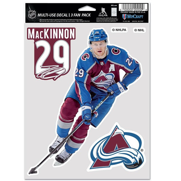 Colorado Avalanche Nathan MacKinnon Mulit-Use Decal, 3 Pack