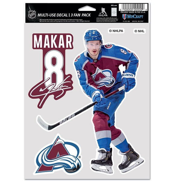 Colorado Avalanche Cale Makar Multi-Use Decal, 3 Pack
