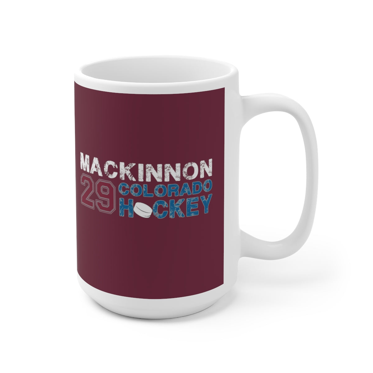 MacKinnon 29 Colorado Hockey Ceramic Coffee Mug In Burgundy, 15oz