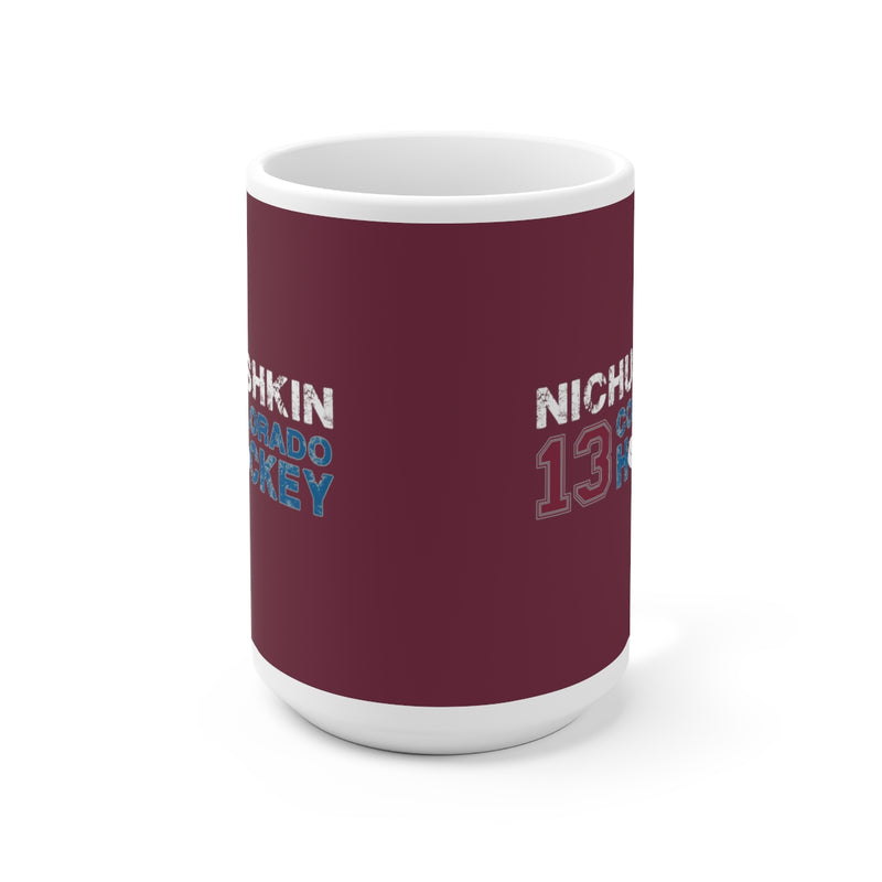 Nichushkin 13 Colorado Hockey Ceramic Coffee Mug In Burgundy, 15oz