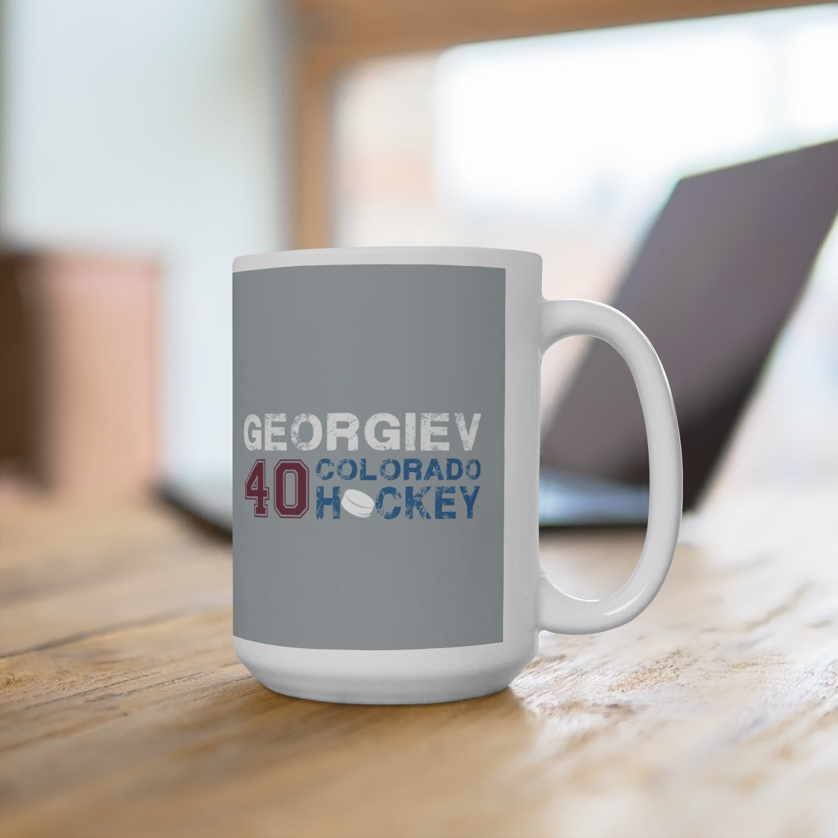 Geogiev 40 Colorado Hockey Ceramic Coffee Mug In Silver, 15oz