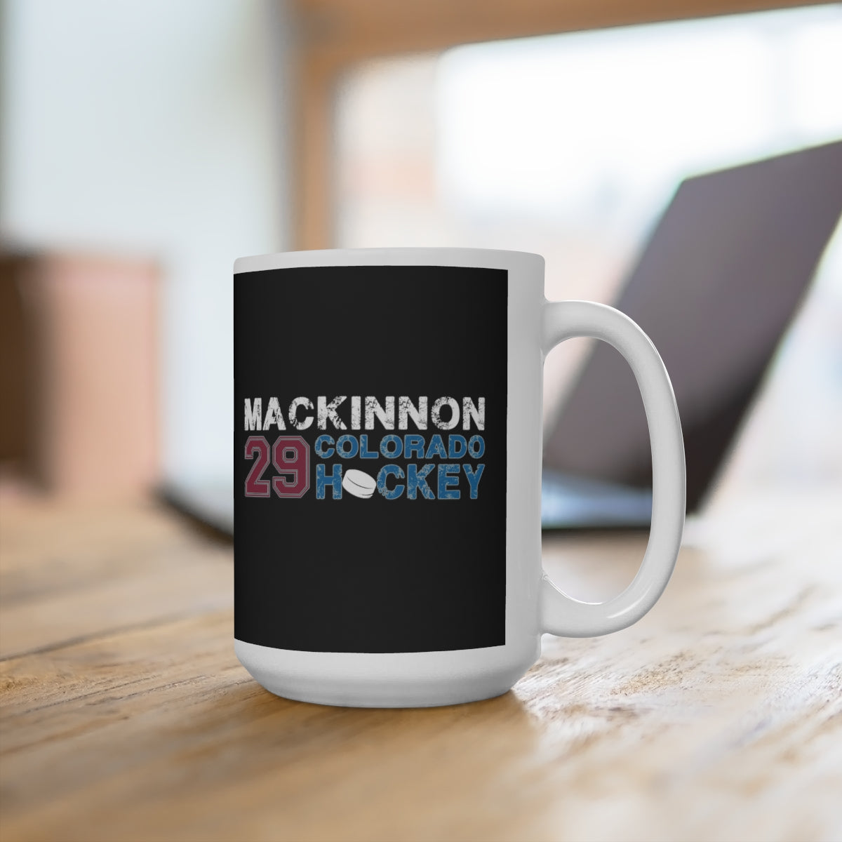 MacKinnon 29 Colorado Hockey Ceramic Coffee Mug In Black, 15oz