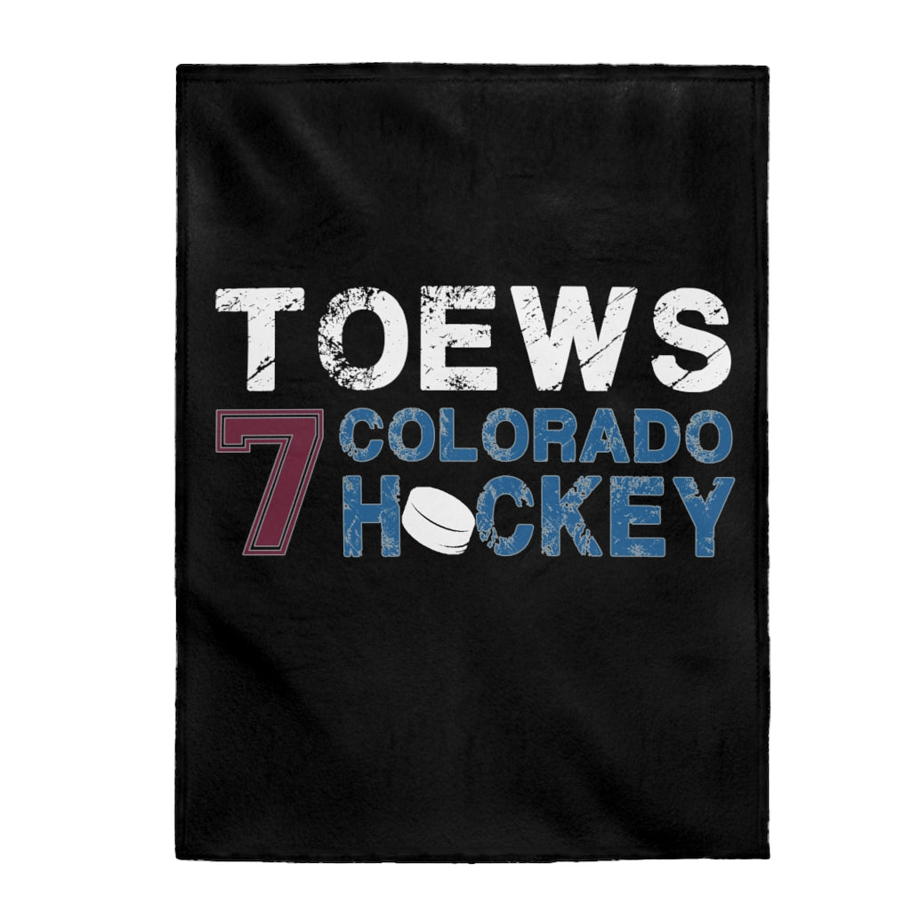 Toews 7 Colorado Hockey Velveteen Plush Blanket