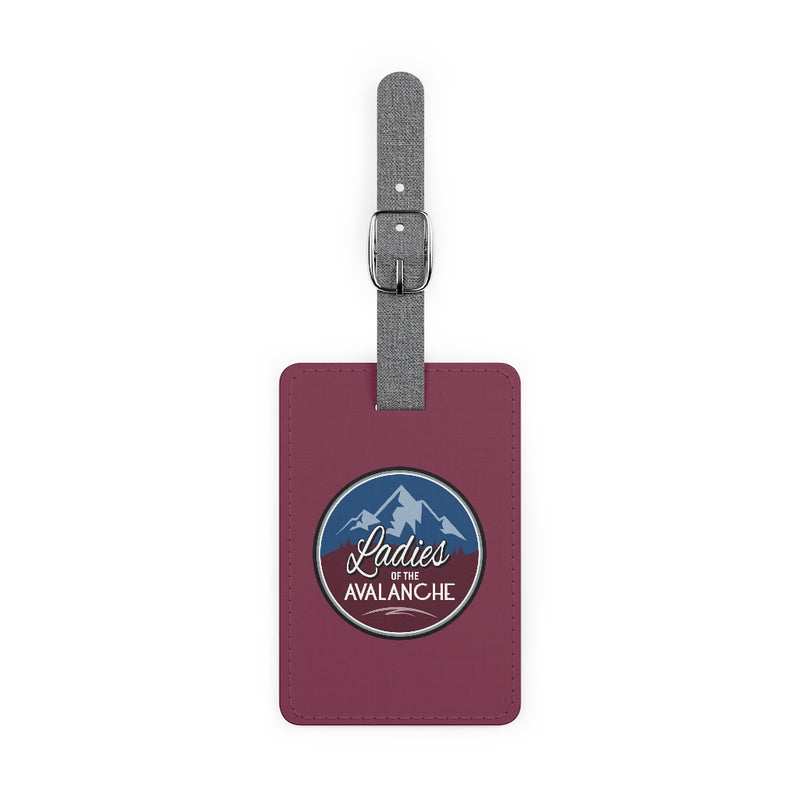 Ladies Of The Avalanche Leather Luggage Tag In Burgundy