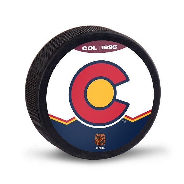 Colorado Avalanche Unsigned Inglasco Reverse Retro Logo Hockey Puck