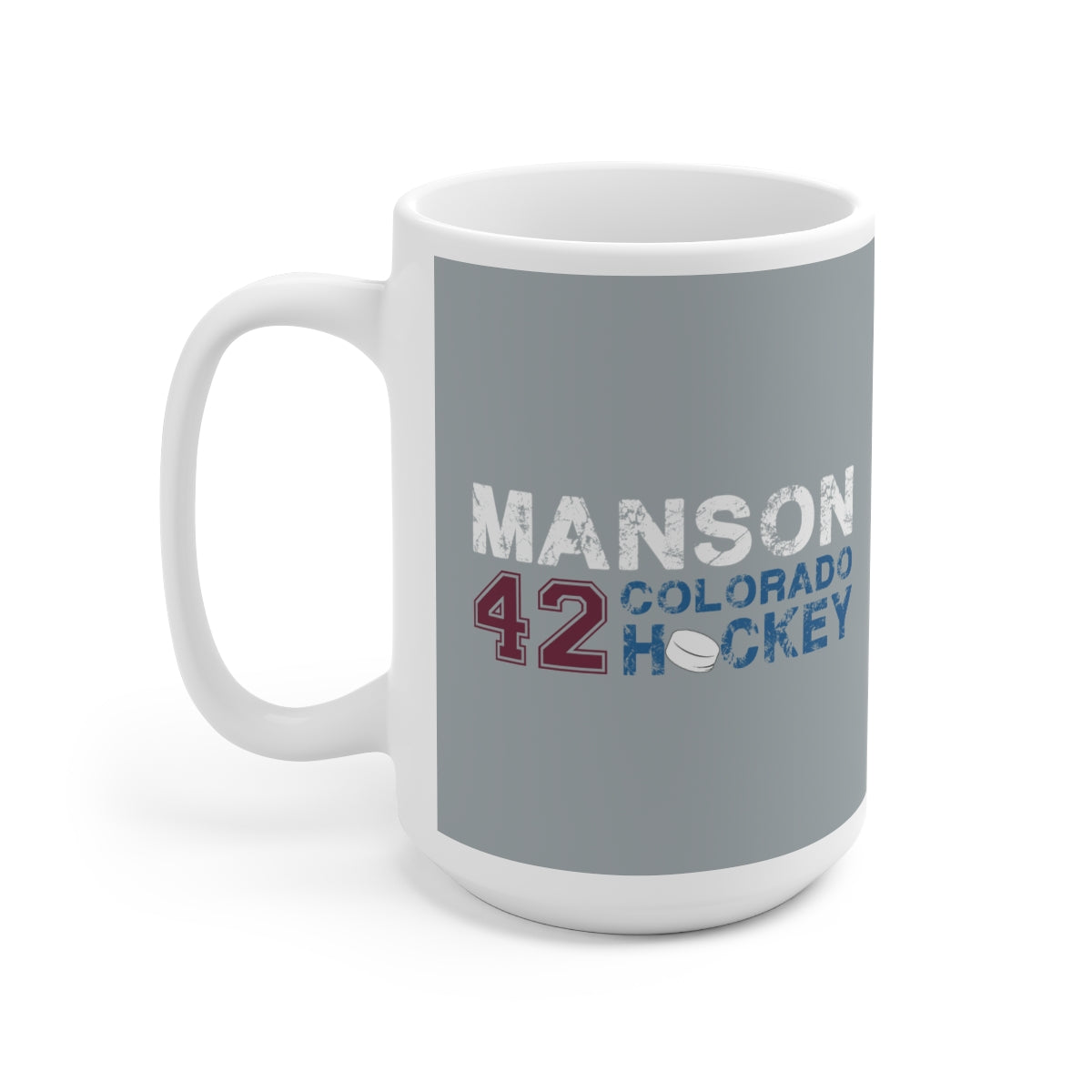 Manson 42 Colorado Hockey Ceramic Coffee Mug In Silver, 15oz