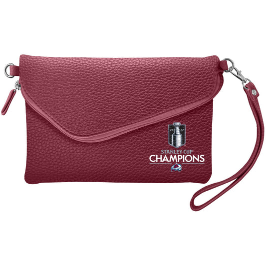 Colorado Avalanche Stanley Cup Champions Design Fold Over Pebble Crossbody Purse