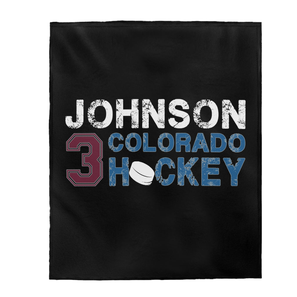 Johnson 3 Colorado Hockey Velveteen Plush Blanket