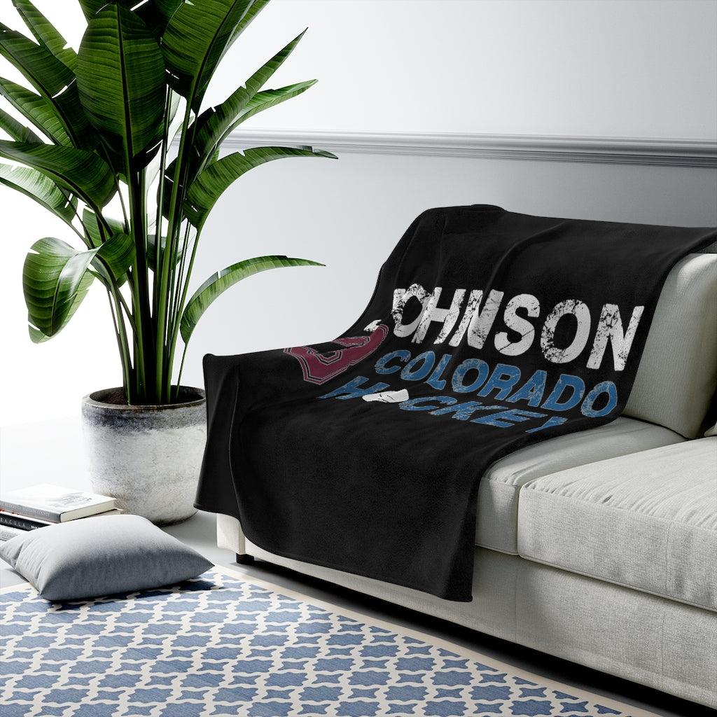 Johnson 3 Colorado Hockey Velveteen Plush Blanket