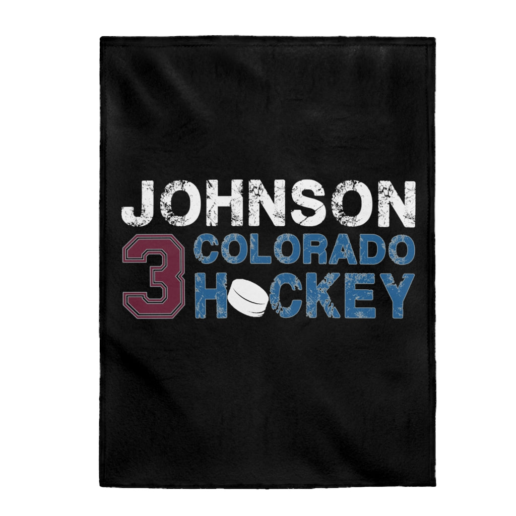 Johnson 3 Colorado Hockey Velveteen Plush Blanket