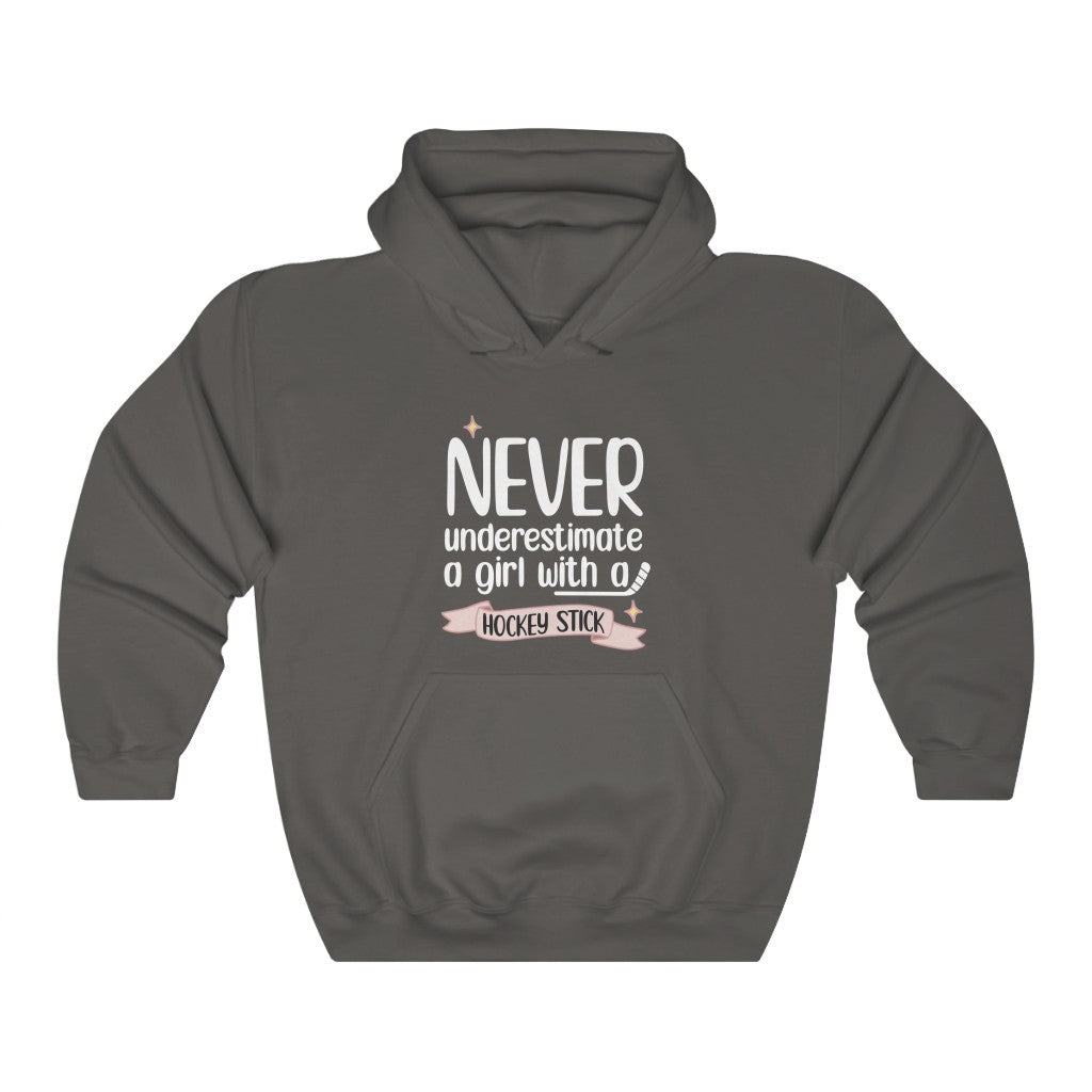 "Never Underestimate A Girl With A Hockey Stick" Unisex Hooded Sweatshirt